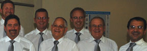 (Back row, L-R) R. MacKenzie (MD, South Africa), R. Rudolph (sales director, South Africa), D. Schmidt (manager International Business Development, Germany). 
(Front row L-R) T. Jacobsen (director, P-Process, Endress+Hauser Group), M. Bellis (technical director, Pyrotemp) D. Graham (MD, Pyrotemp) and M. Pietroni (Head of R&D, Italy)